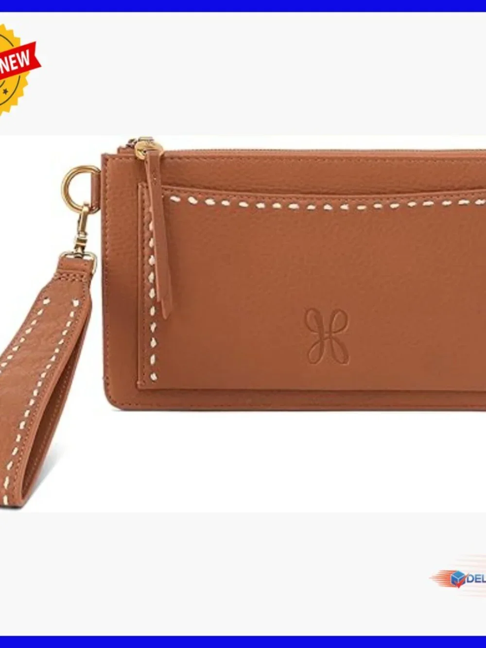 Leather Wristlet with Zipper Closure, Multiple Pockets, Removable Strap